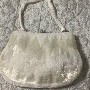 VINTAGE Elegant White Beaded Women's Bag  6x5